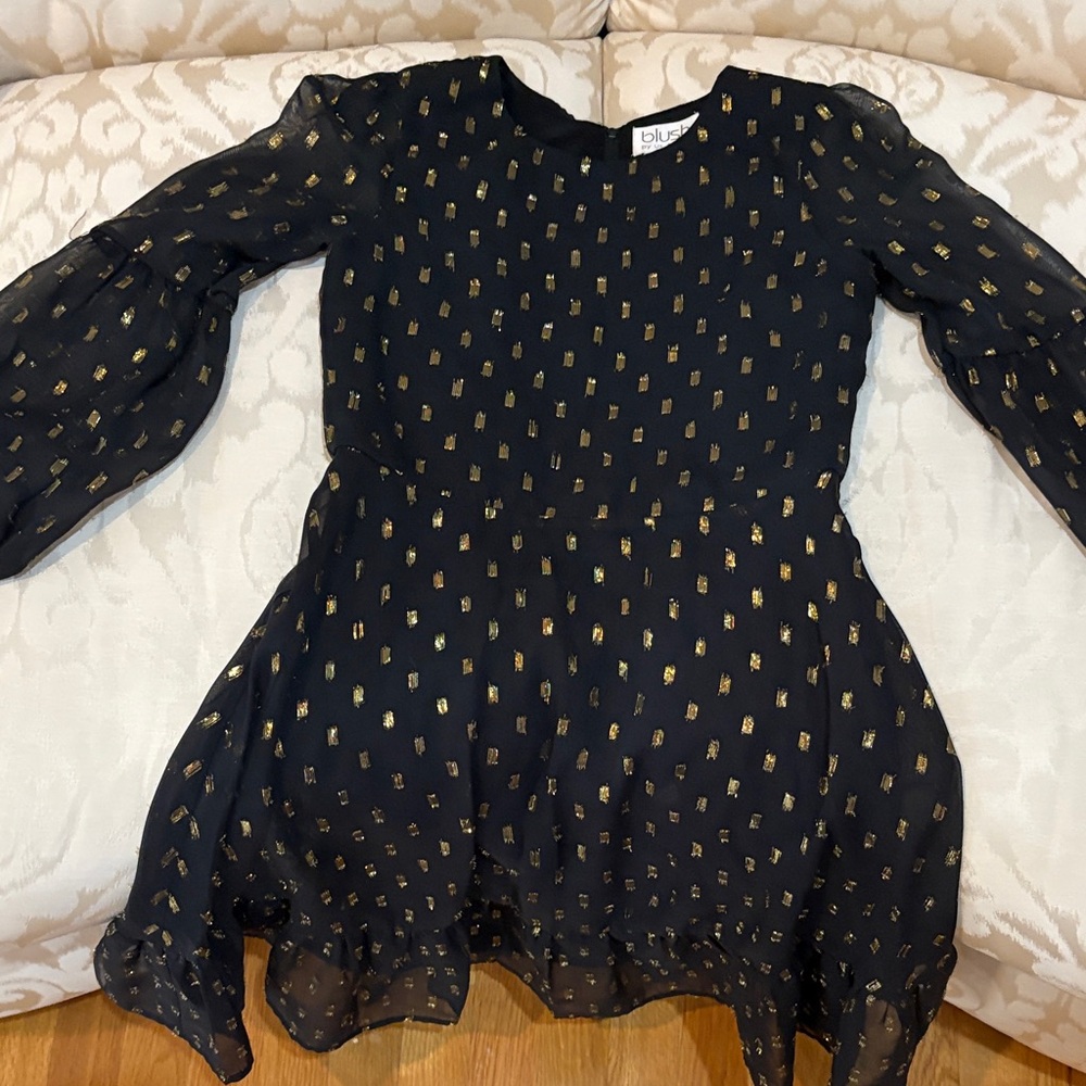 Blush by US Angels Black and Gold Formal Kids Dress- 12